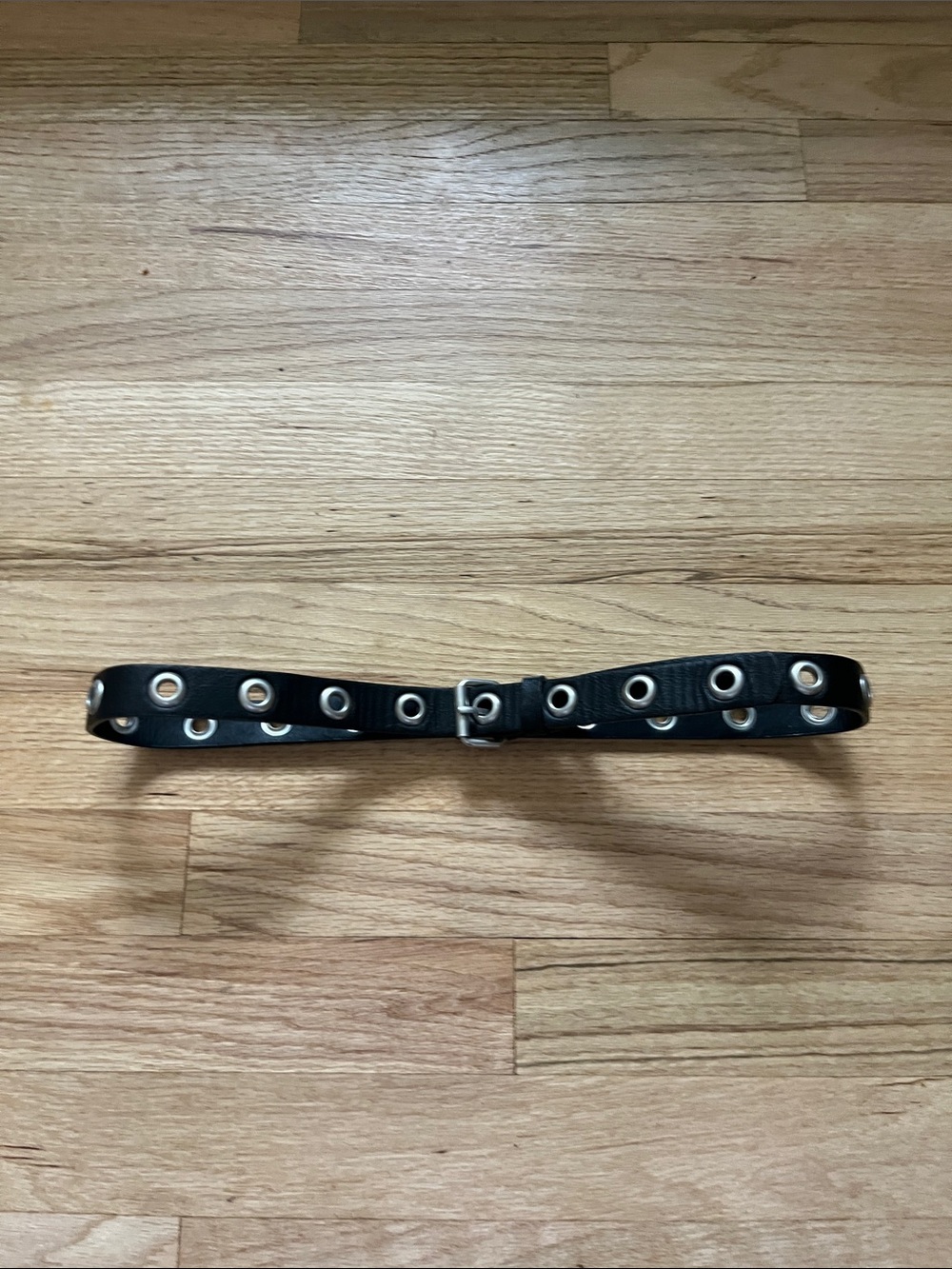 Brandy Melville Black Grommet Belt with Silver Hardware